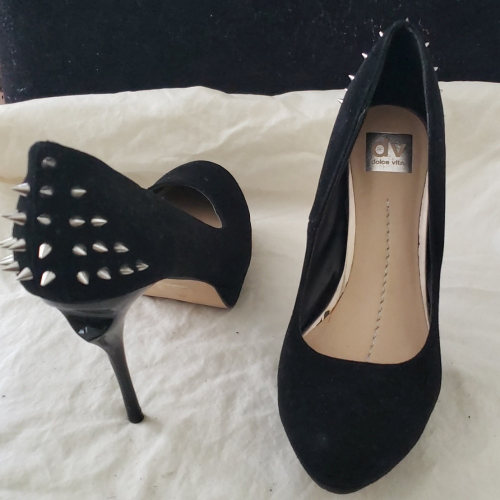Black suede pumps